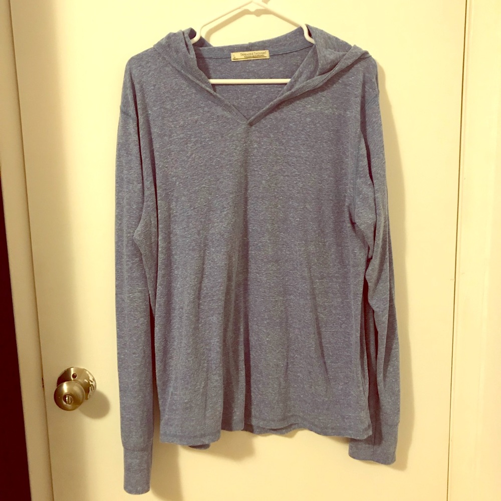 Heather blue long sleeve hooded top